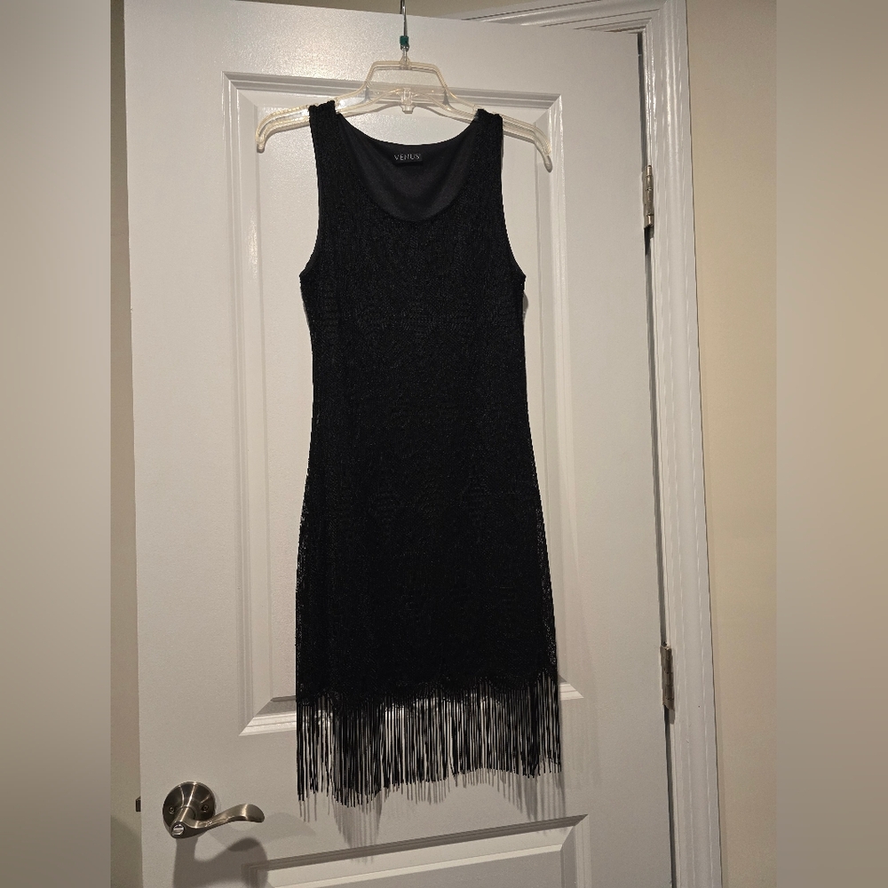 Venus Black Fringe Dress